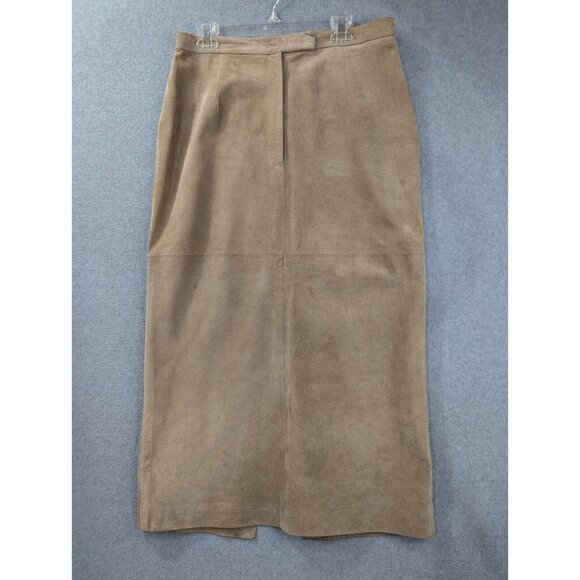 Bagatelle Leather Skirt Womens Size 14 Tan Suede Straight Zipper in the Front - Picture 1 of 13